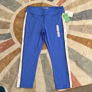 Light blue w white stripe M, Crop yoga forever21 leggings moisture wicking NWT!